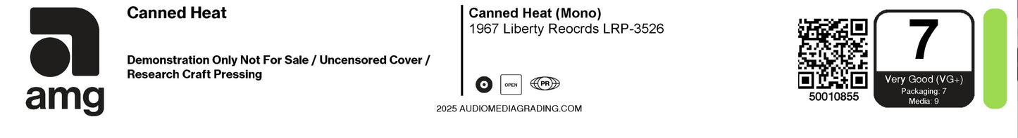 Canned Heat – Canned Heat (1967) | Liberty Records | Opened | Demonstration Only | Uncensored Cover | AMG 7
