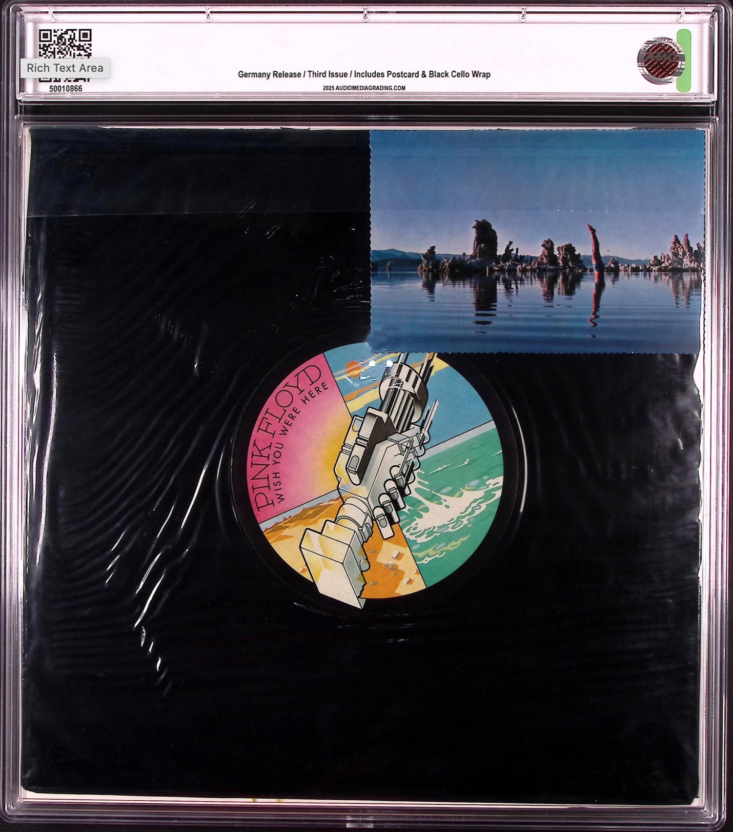 Pink Floyd – Wish You Were Here (1975) | Harvest/EMI Electrola Germany | Opened Third Issue | Original Black Cellophane & Postcard | AMG 7